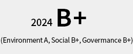 korea corporate Govemance Service(KCGS) 2022 Integrated ESG Ratings B+ (Environmental B, Social A, Govemance B)